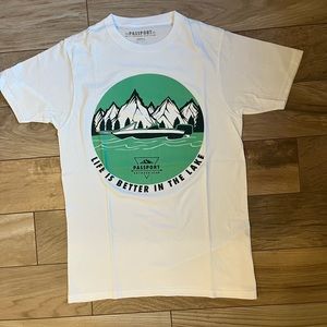 Passport - men’s white graphic tee (small)